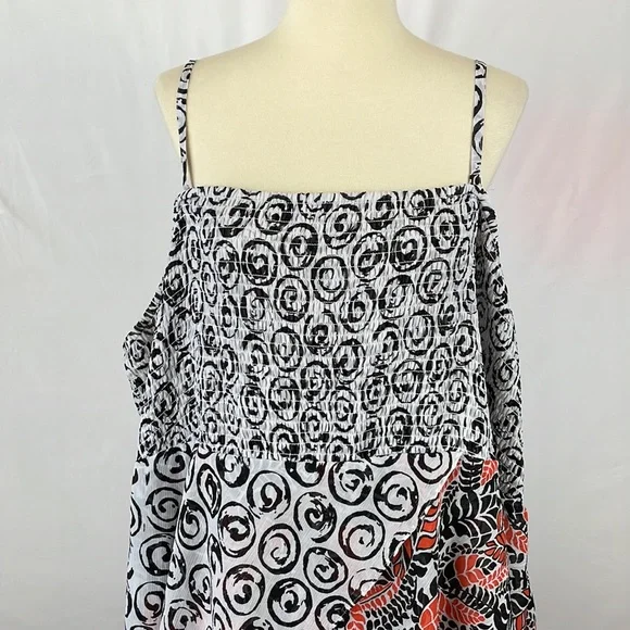Lane Bryant Smocked Ruffle Boho Chiffon Sundress w/Removable Straps - Size 26 - Picture 2 of 15